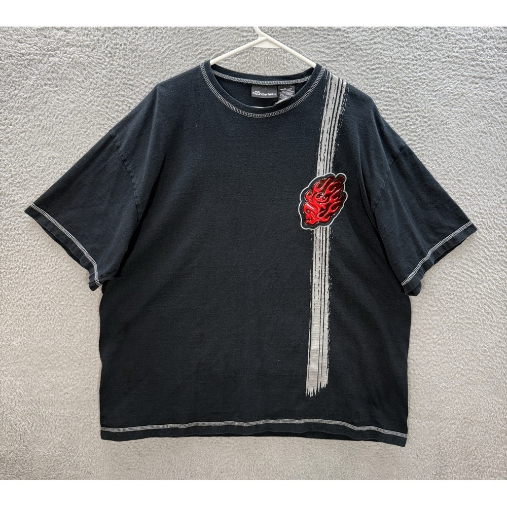 Vintage No Boundaries Shirt Adult XL Black Skater Surfer Grunge Faded 90s Y2K